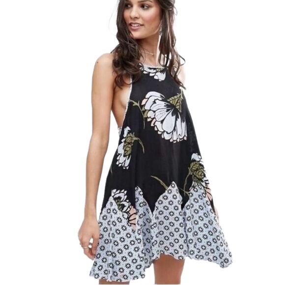 Free People “Someone Like You” Mini slip dress, Floral Parchwork dress/ Coverup - Picture 1 of 11